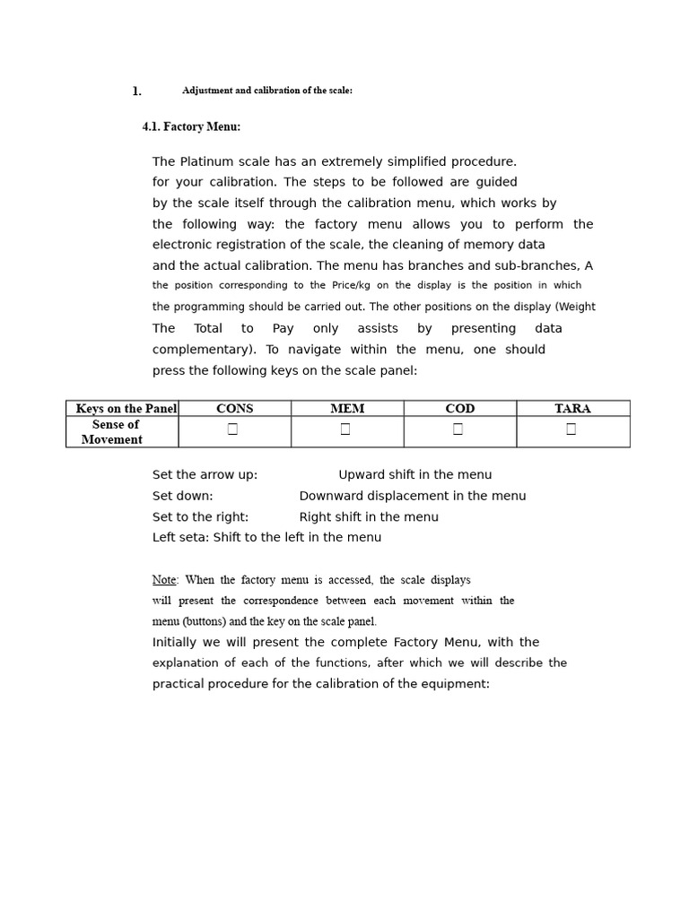Scale Calibration Guide and Menu Setup | PDF | Weighing Scale | Weight