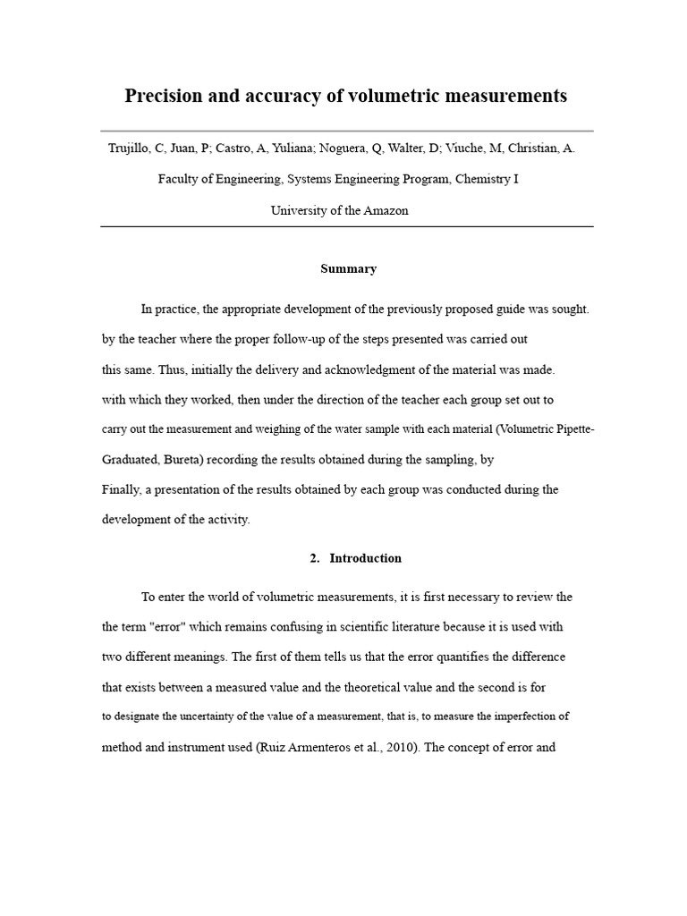 Volumetric Pipette Accuracy Analysis | PDF | Accuracy And Precision ...