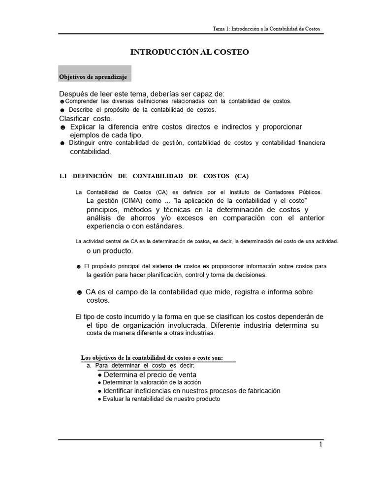 Introducción a la Contabilidad de Costos | PDF | Costo | Contabilidad