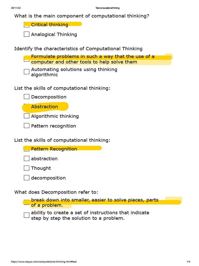 Understanding Computational Thinking Skills | PDF | Thought | Algorithms
