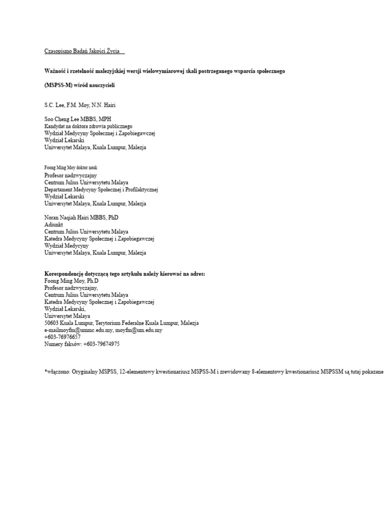 MSPSS BM | PDF