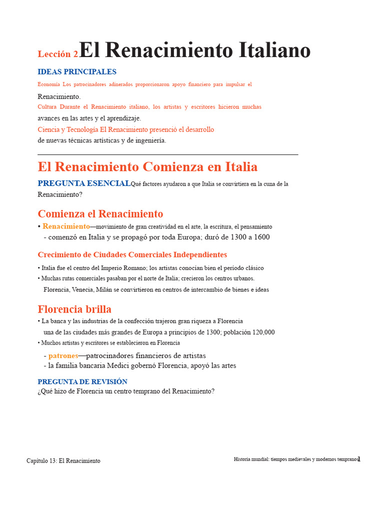 Inicio del Renacimiento en Italia | PDF | Renacimiento | Renacimiento ...