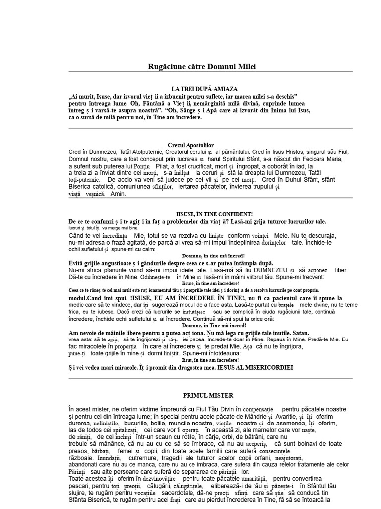 Rugăciune Către Domnul Milei | PDF