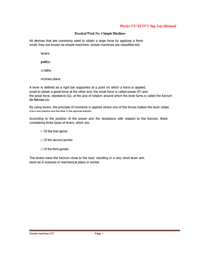 Problems of Simple Machines | PDF | Lever | Machines