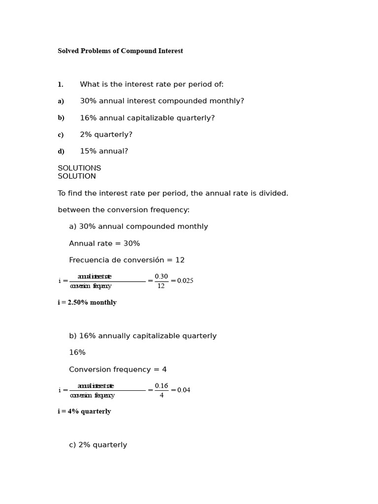 Solved Problems of Compound Interest | PDF | Compound Interest | Interest