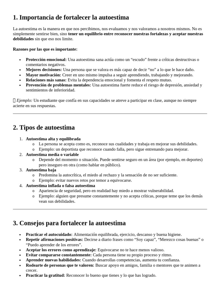 Fortalecer la Autoestima: Claves y Beneficios | PDF | Autoestima ...