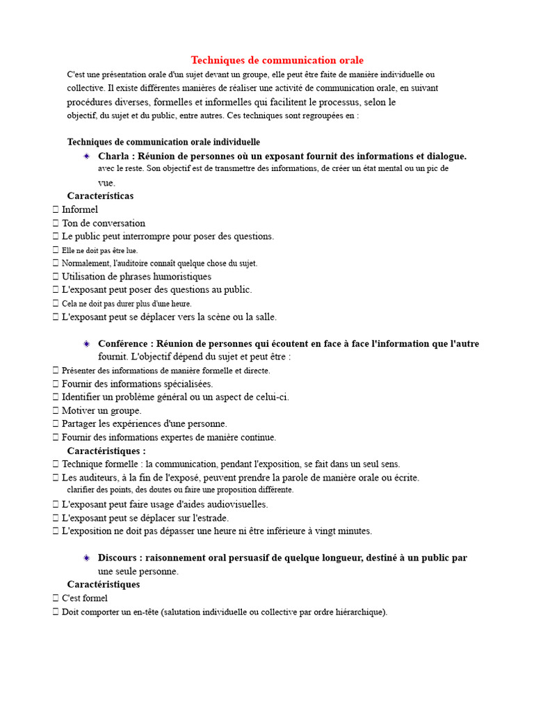 Techniques de communication orale efficaces | PDF | Discours (linguistique)