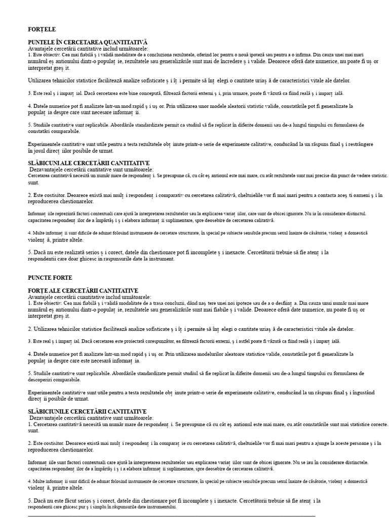 Puncte Forte Și Slabe | PDF
