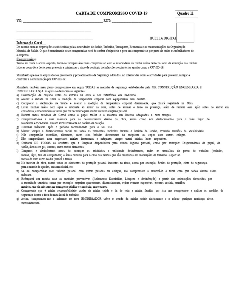 Compromisso de Segurança COVID-19 | PDF