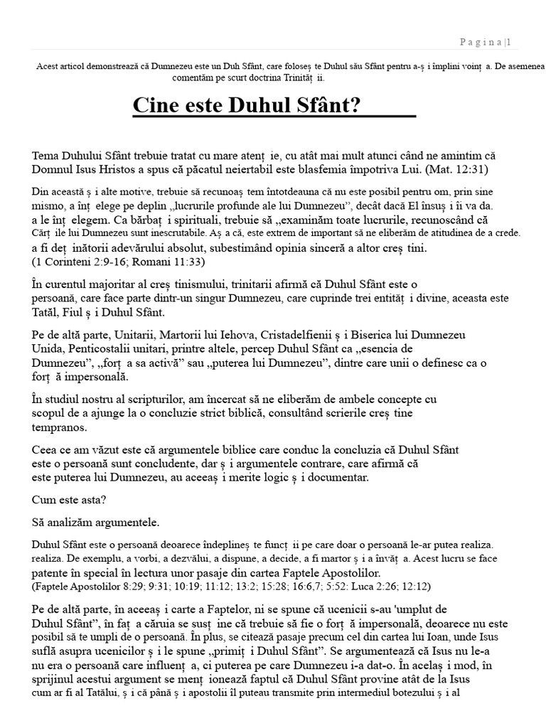 Cine Este Duhul Sfânt PDF | PDF