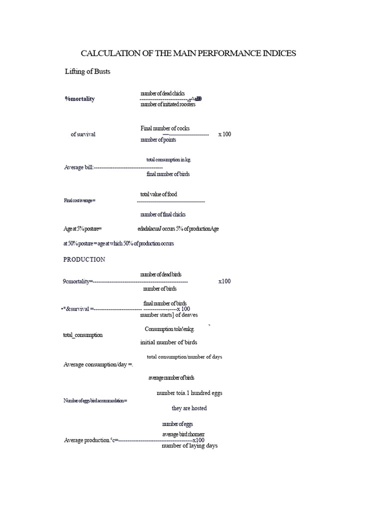 Poultry Production Performance Metrics | PDF | Chicken | Poultry Farming