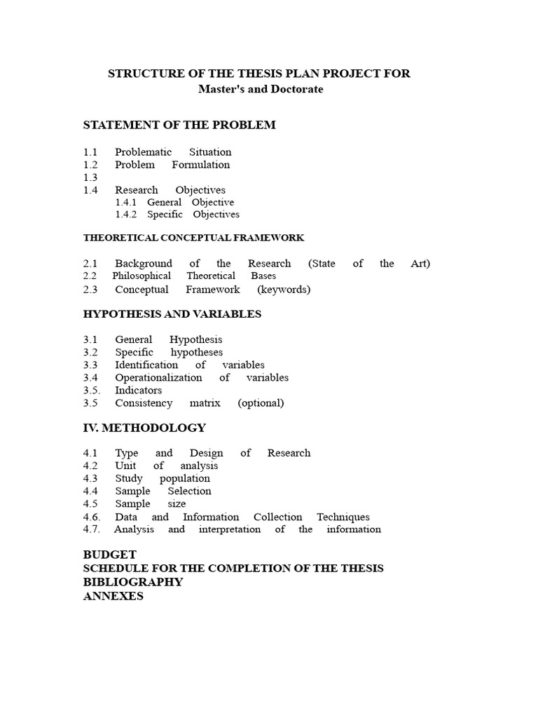 Thesis Project Profile Structure - Unsaac (Master's Degree) | PDF