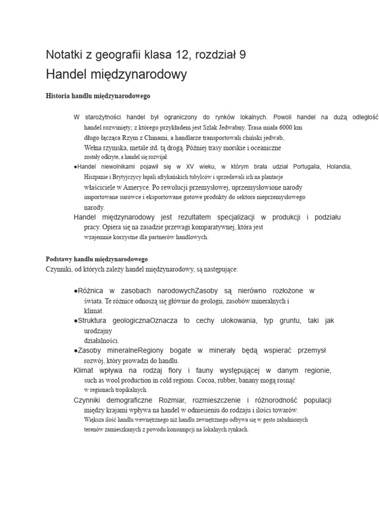 Rozdział 9 Handel Międzynarodowy | PDF