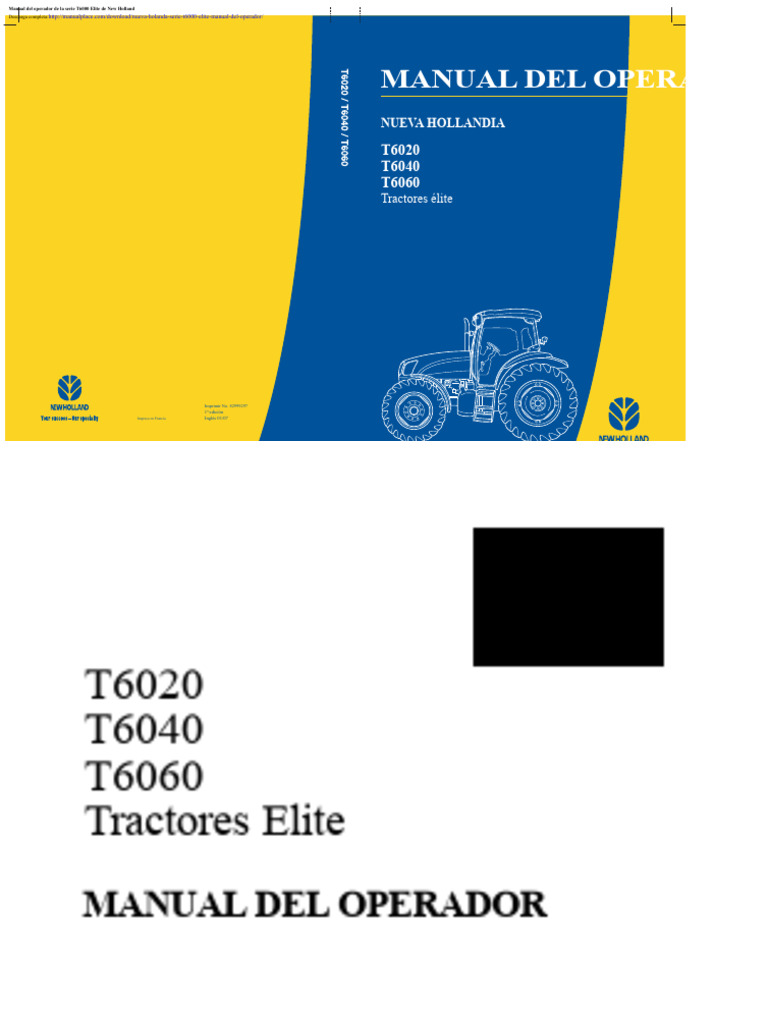 Manual del operador T6000 Elite New Holland | PDF | Tractor | Software
