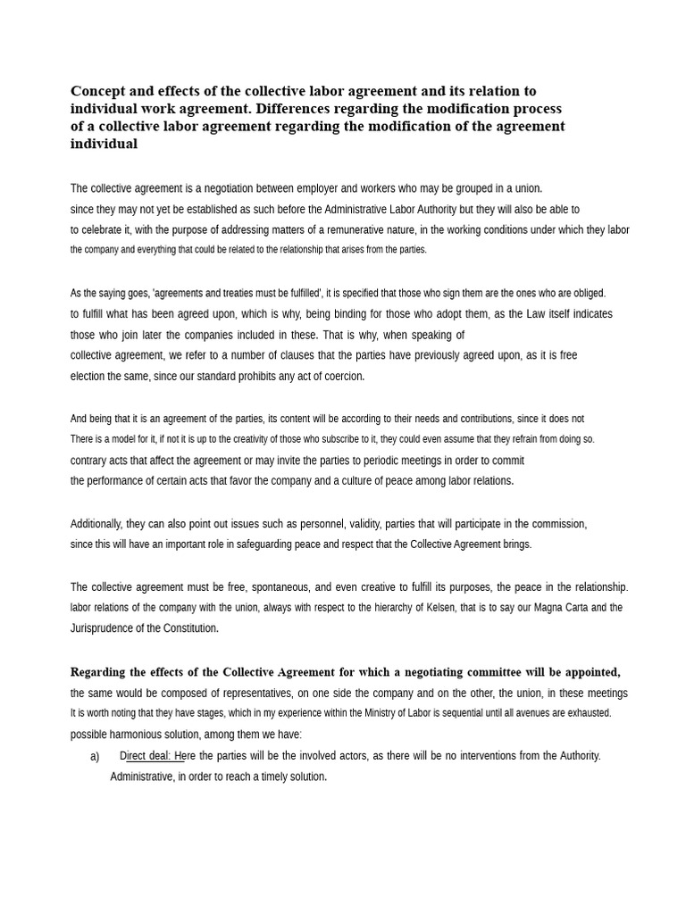 Collective vs. Individual Labor Agreements | PDF | Collective Agreement ...