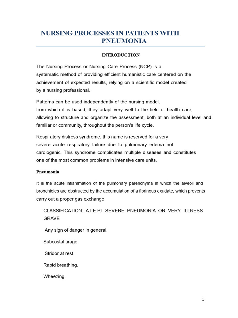 Nursing Care for Pneumonia Patients | PDF | Pneumonia | Lung