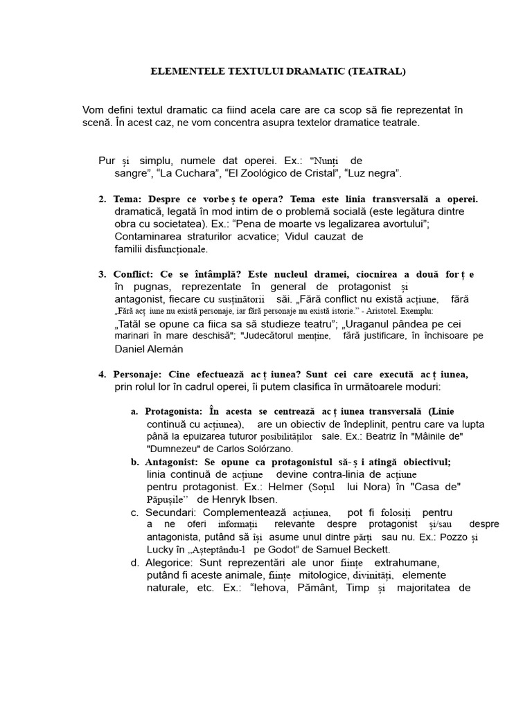 Elemente Ale Textului Dramatic | PDF