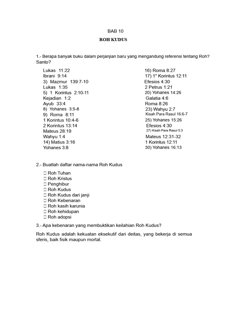 Pemahaman Roh Kudus dalam Alkitab | PDF