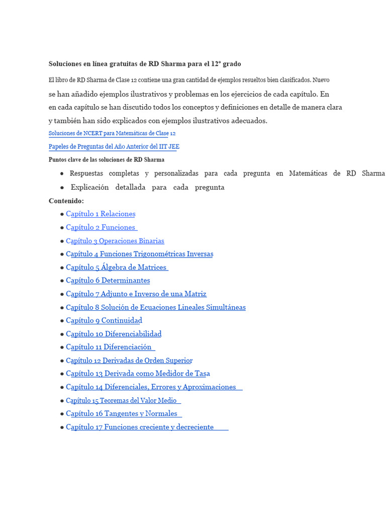 Soluciones RD Sharma Matemáticas 12º grado | PDF