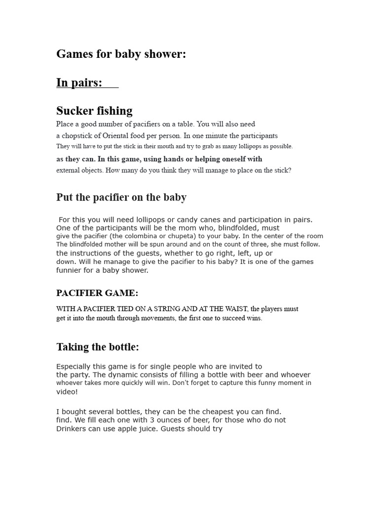 Fun Baby Shower Game Ideas | PDF