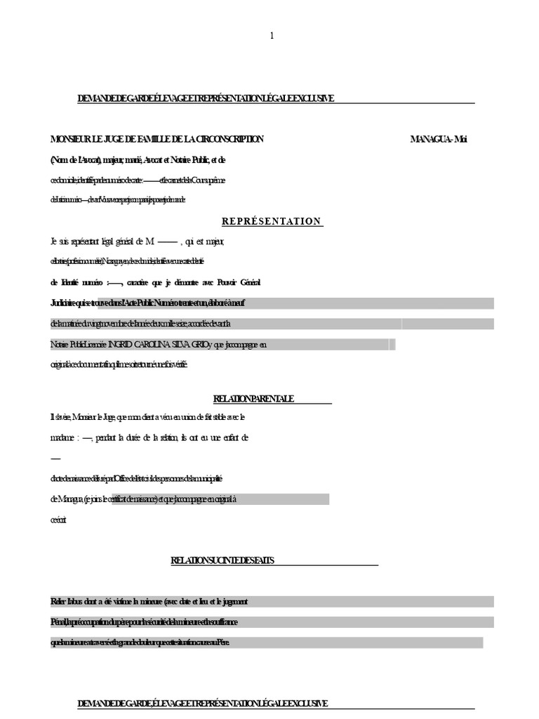 Demande de garde et représentation légale | PDF | Justice | Crime et ...