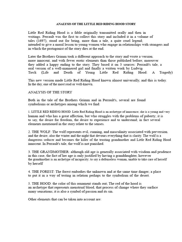 Analyzing Little Red Riding Hood's Symbolism | PDF | Little Red Riding ...