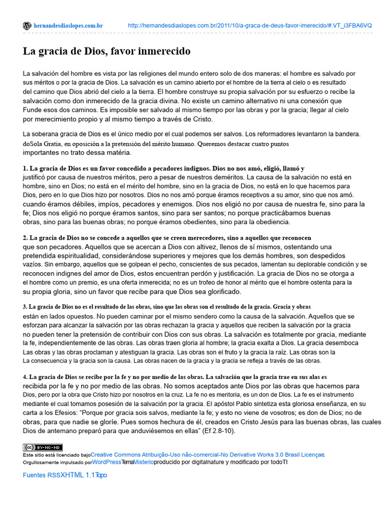 La Gracia de Dios Favor Inmerecido | PDF | Gracia divina | Salvación