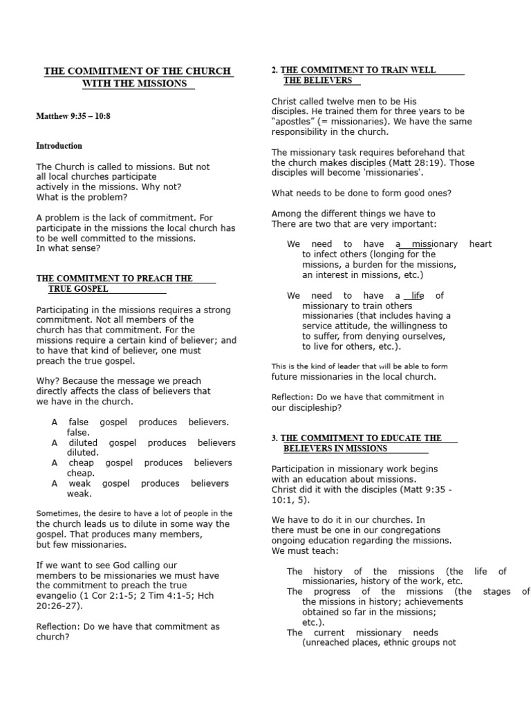 Commitment to Church Missions Training | PDF | Abrahamic Religions ...
