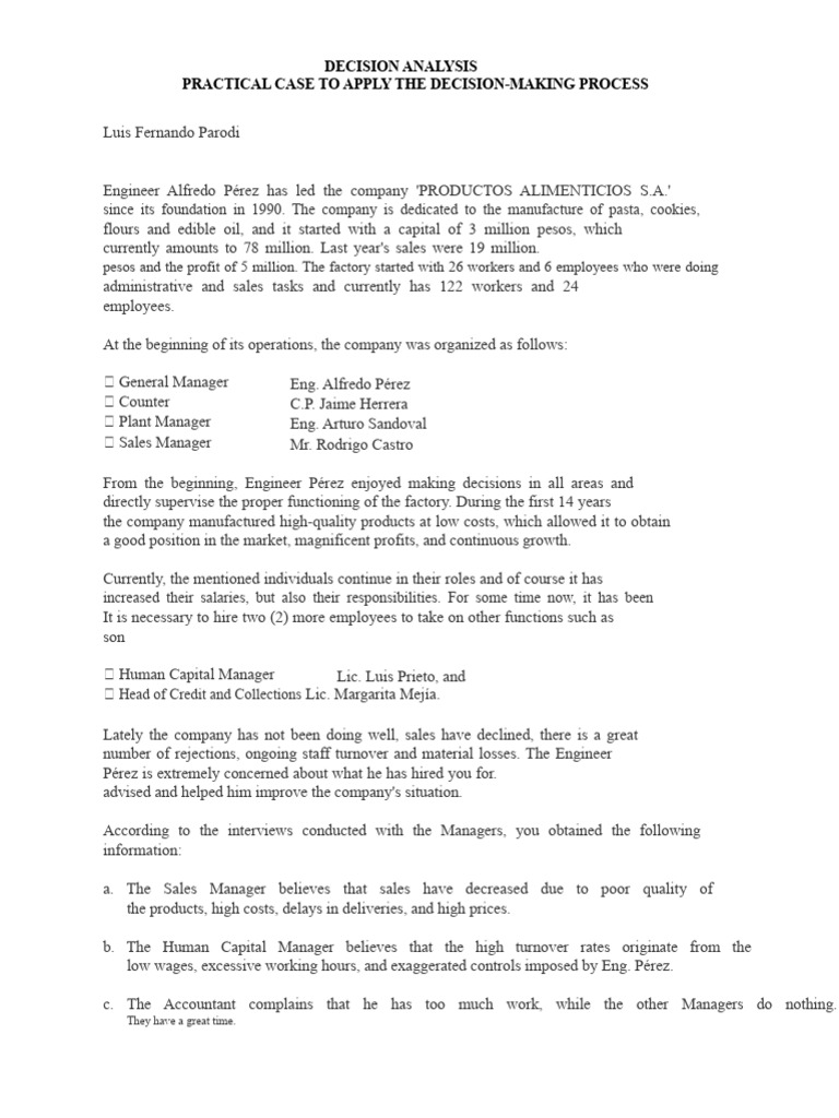 Decision-Making Process Case Study | PDF | Decision Making | Economies