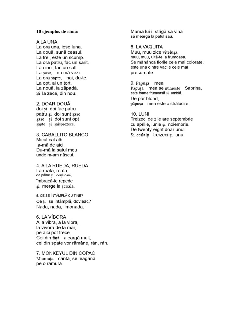 10 Exemple de Rimă | PDF