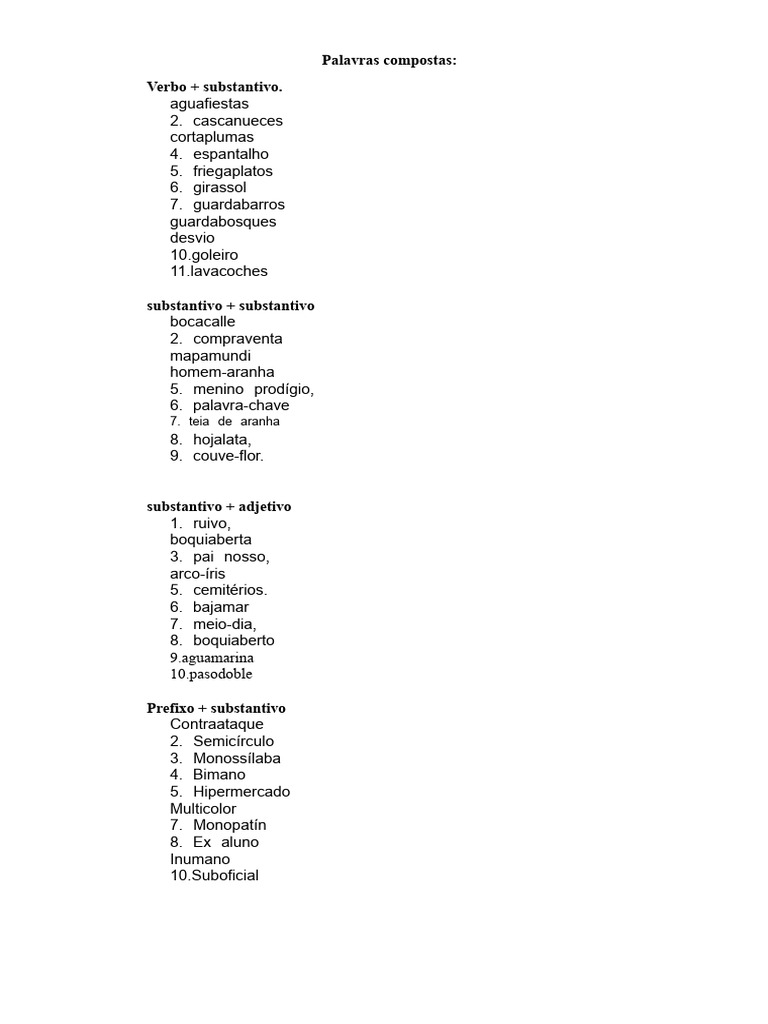 Palavras Compostas | PDF