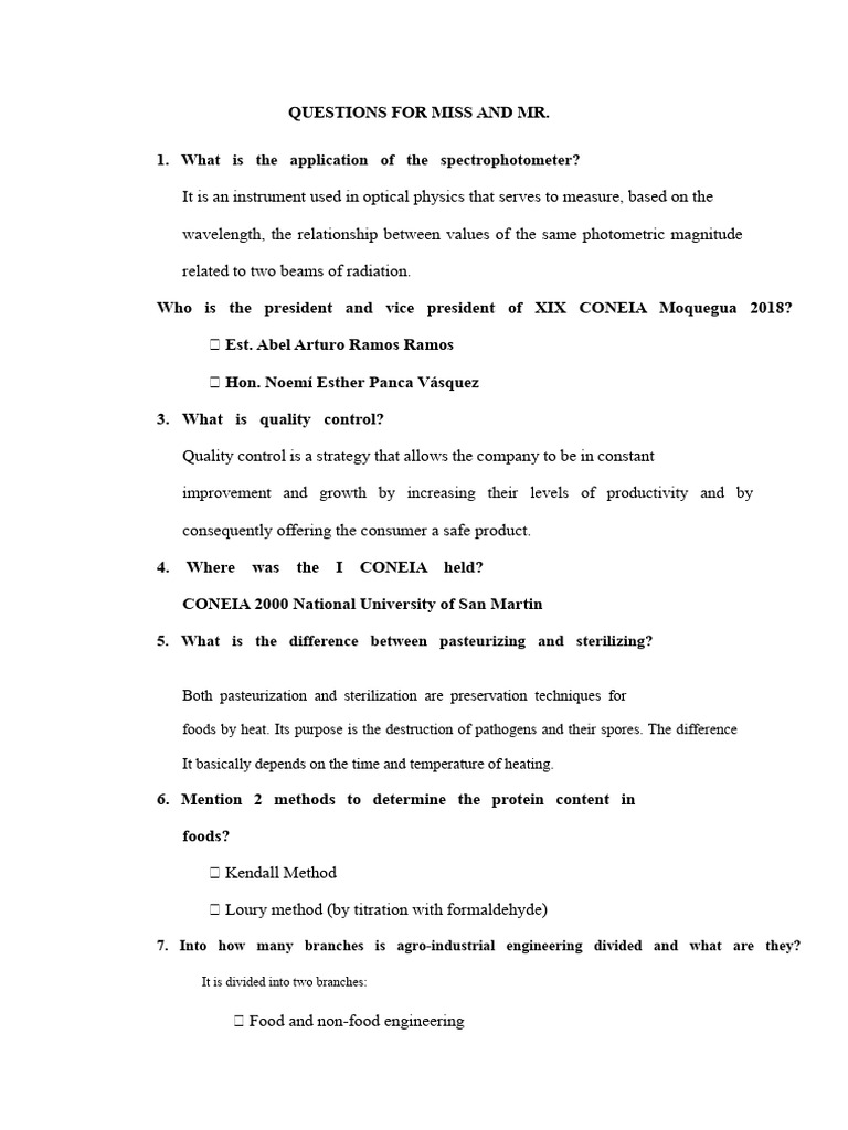 Questions For Miss and Mister | PDF | Ph | Sterilization (Microbiology)