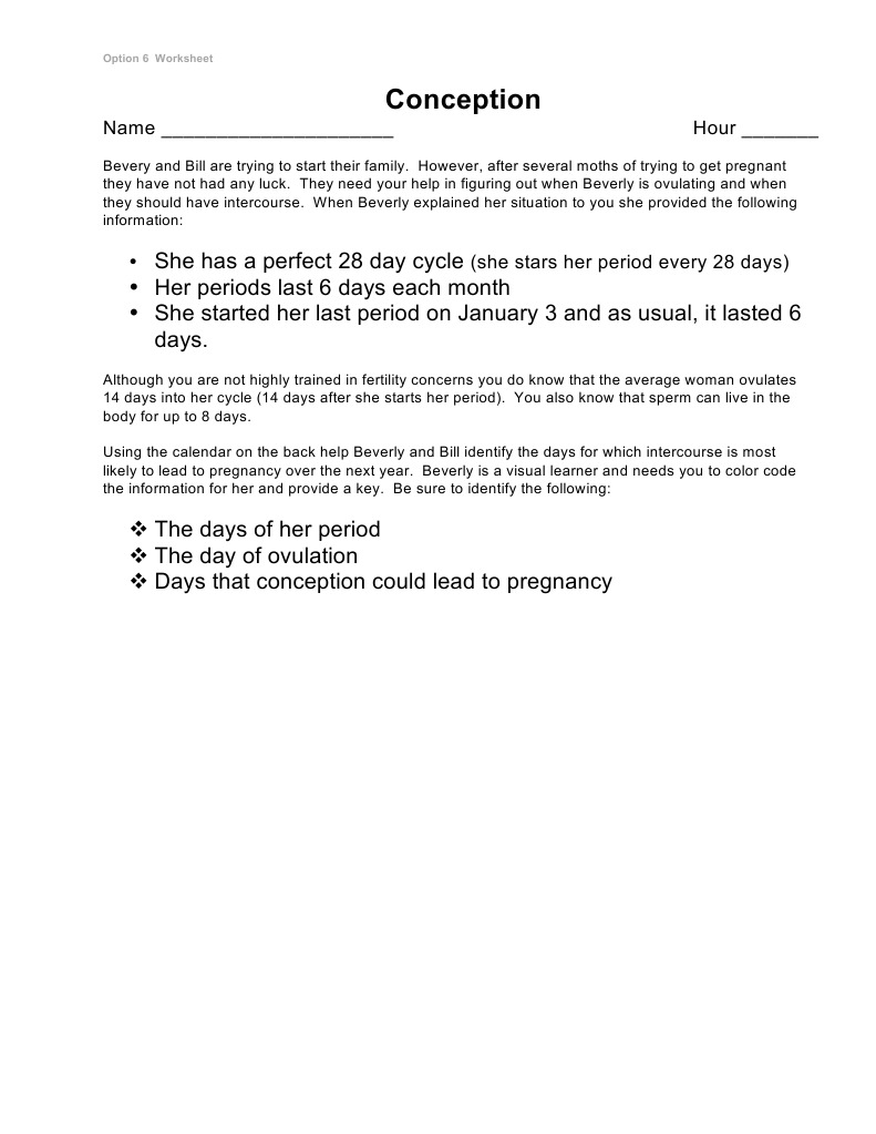 Conception Planning Worksheet | PDF