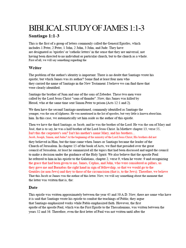 Study of James 1:1-3 Insights | PDF | Paul The Apostle | Jesus
