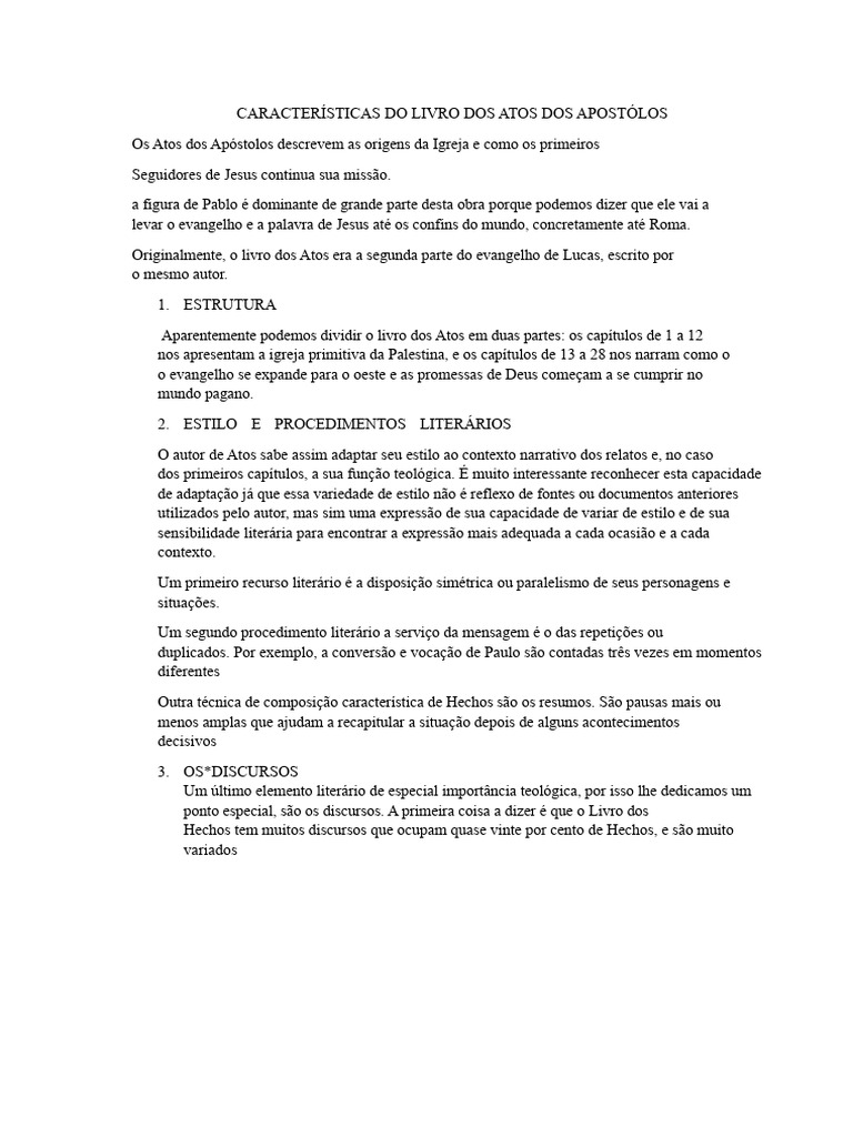 Características do Livro dos Atos | PDF
