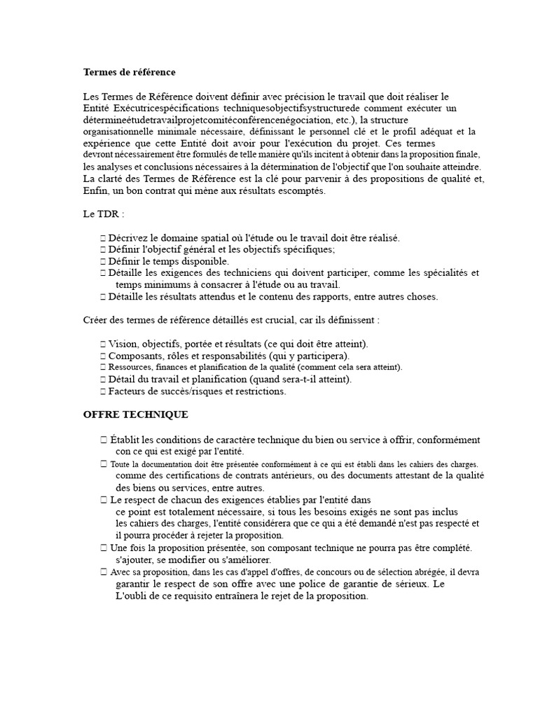 Élaboration des Termes de Référence | PDF | Planification