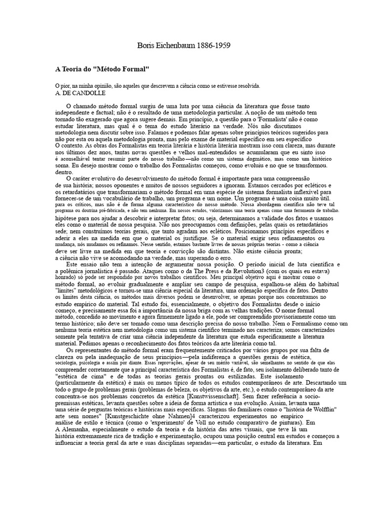 Evolução do Método Formal na Literatura | PDF | Estética | Science