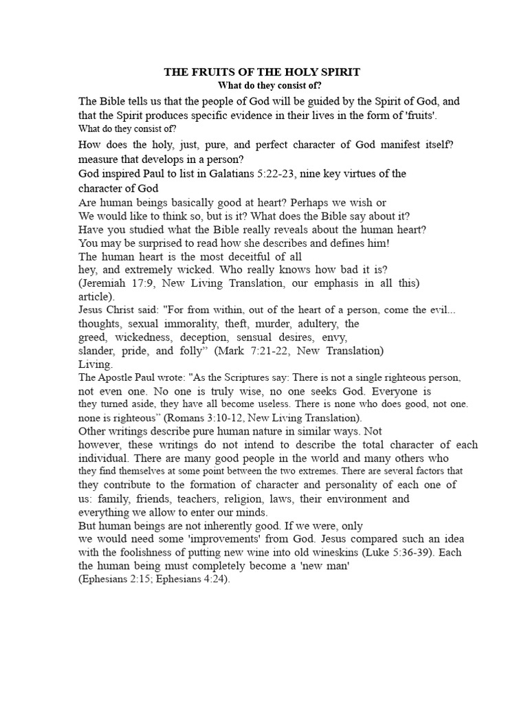 Understanding the Fruits of the Spirit | PDF | Fruit Of The Holy Spirit ...