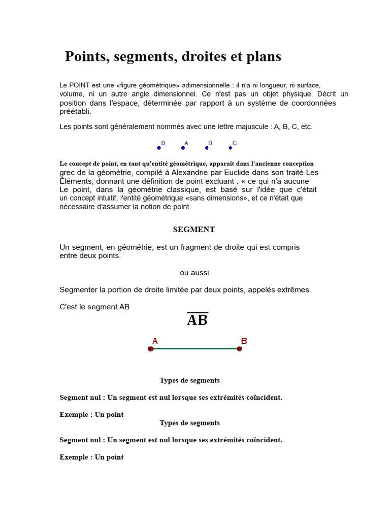 Introduction aux points en géométrie | PDF | Droite (mathématiques ...