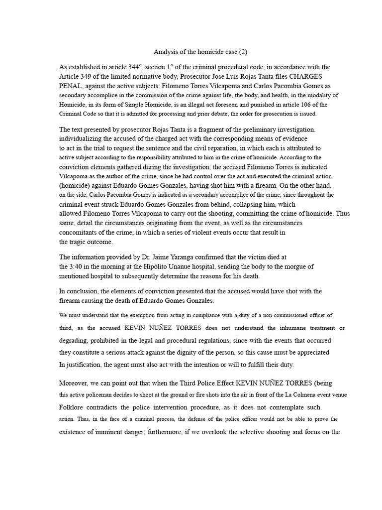 Homicide Case Analysis: Charges and Evidence | PDF | Crimes | Crime ...
