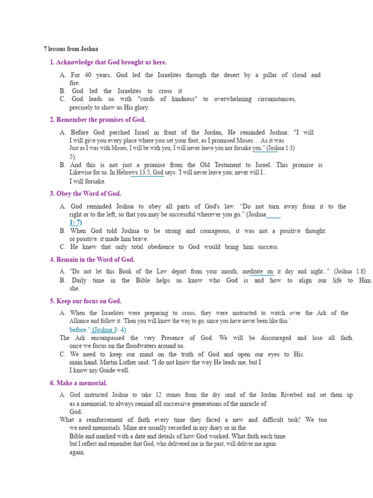 Faith Lessons from Joshua | PDF | Joshua | Bible