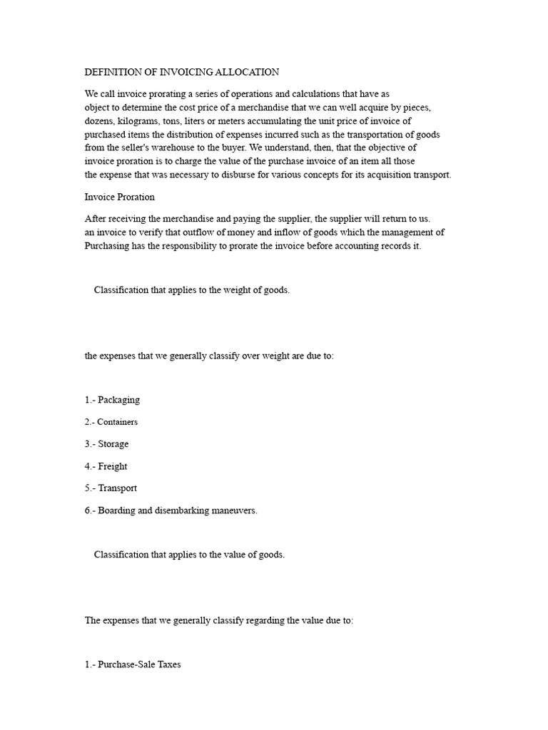 Understanding Invoice Proration Methods | PDF | Business | Economies