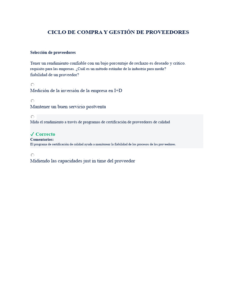 Ciclo de Compra y Gestión de Proveedores | PDF