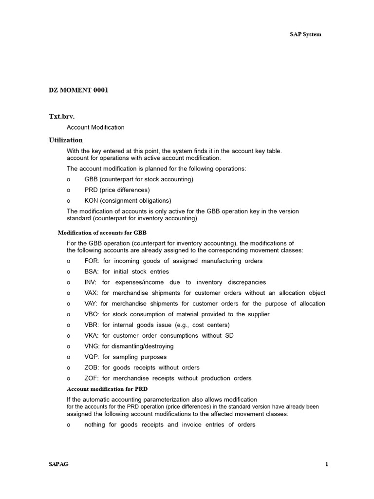 Account Modifications in SAP Operations | PDF | Accounting | Economies