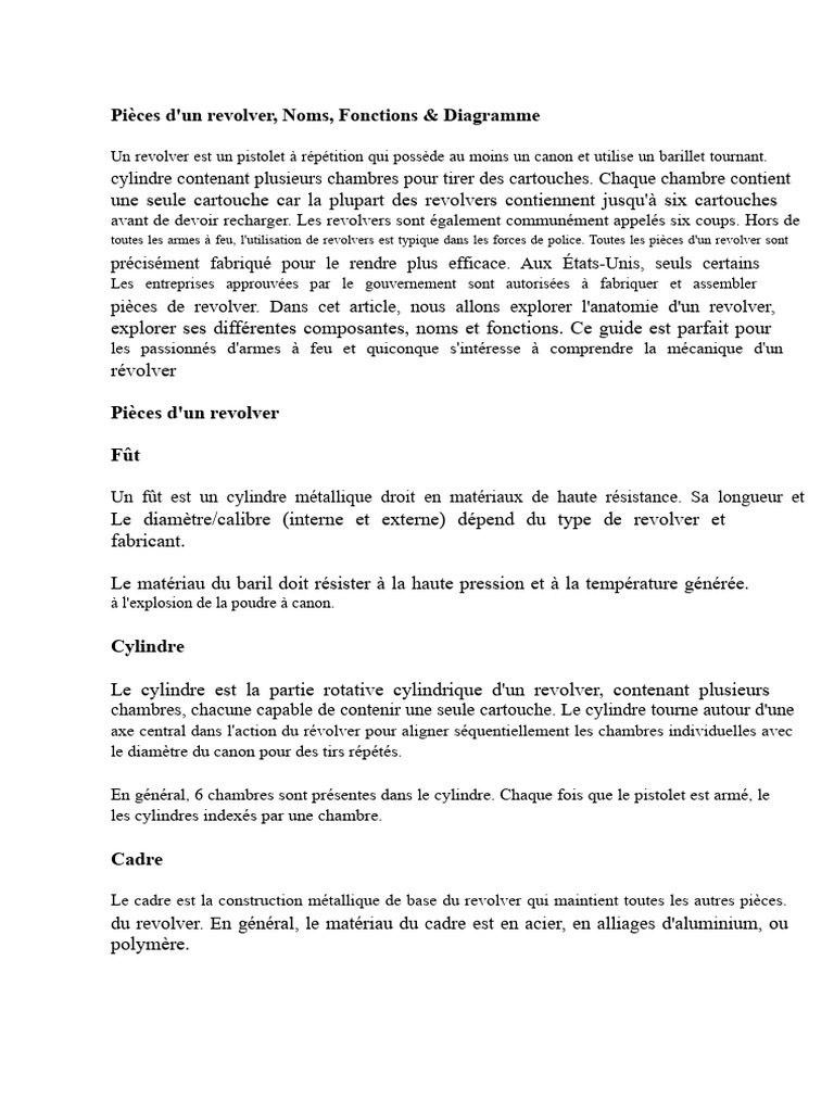 Parties D'un Revolver | PDF | Revolver | Projectiles