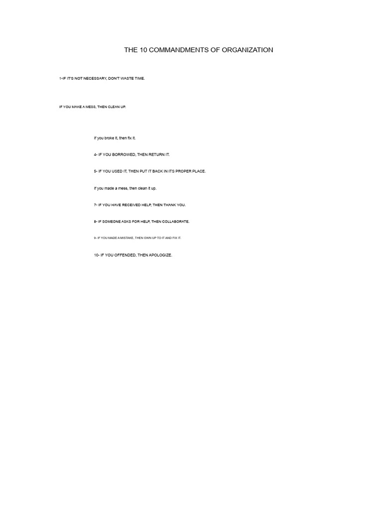 10 Commandments for Effective Organization | PDF