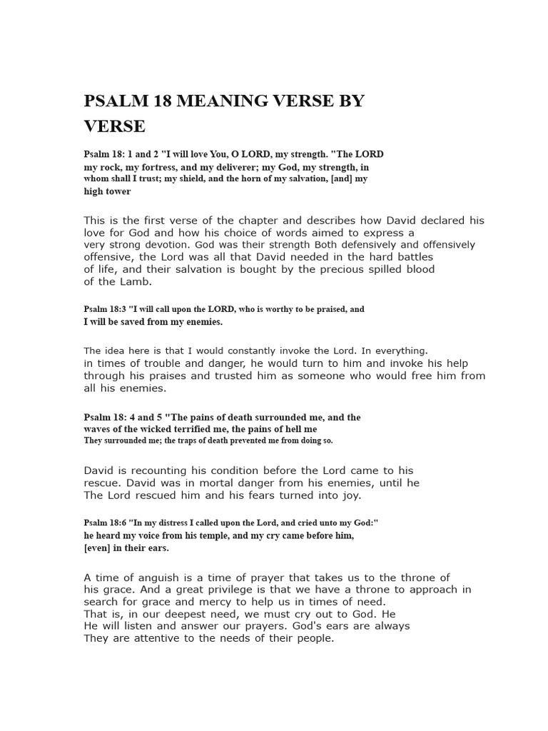 Psalm 18 Meaning Verse By Verse