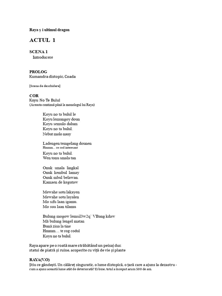Raya Și Ultimul Dragon Script 1228 Actualizat | PDF