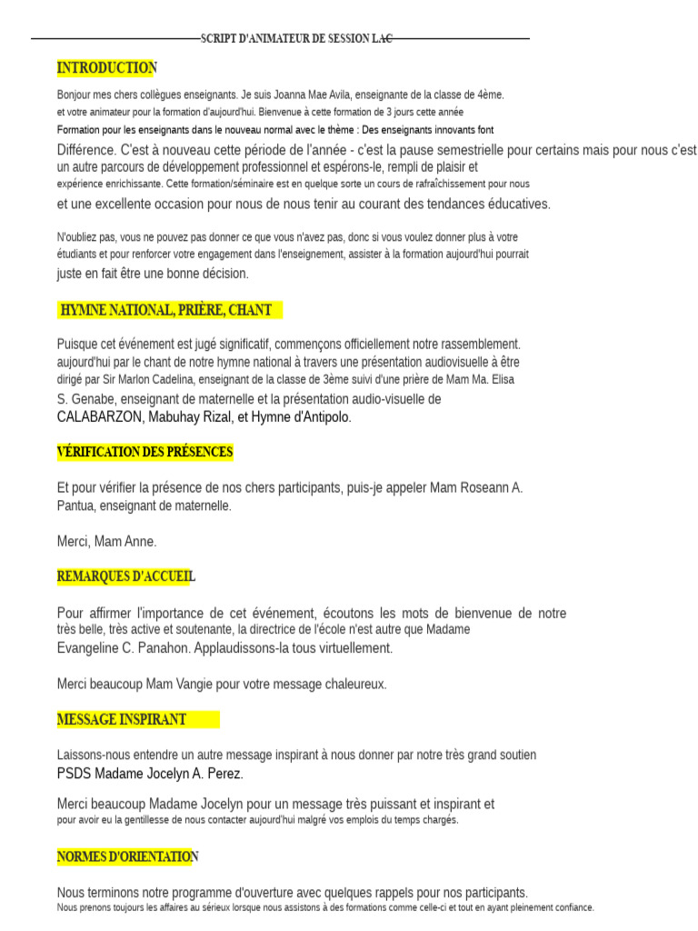 Lac Session Emcee Script | PDF
