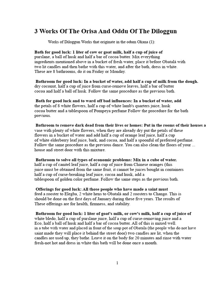 3 Works of The Orisha and Oddu of The Diloggun Printed | PDF | Honey